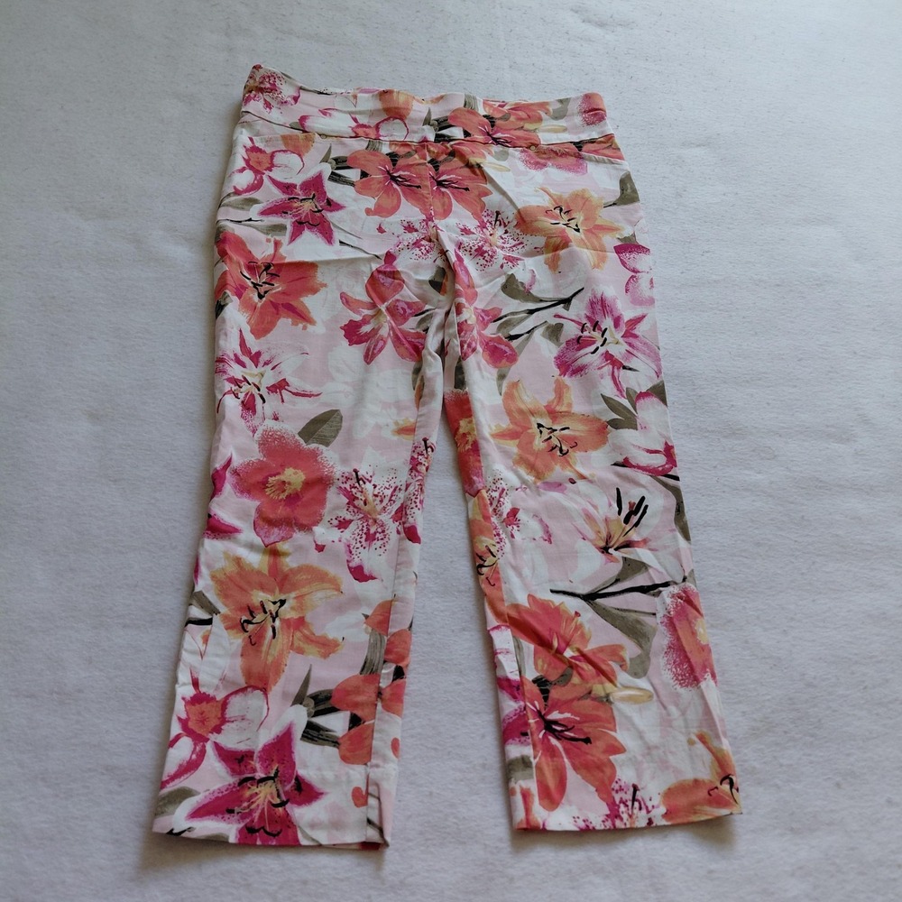 Jules Leopold Floral Lily Pants Womens L Multicolor Rayon Stretch CHU23763A